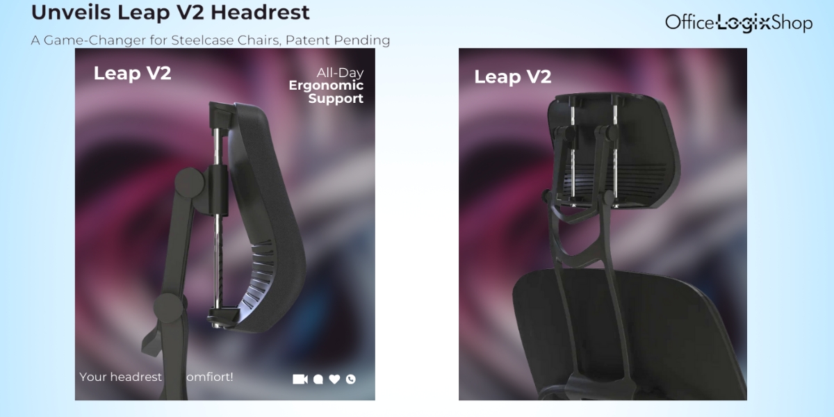 OfficeLogixShop Unveils Leap V2 Headrest: A Notable Addition for Steelcase Chairs, Utility Patent Pending